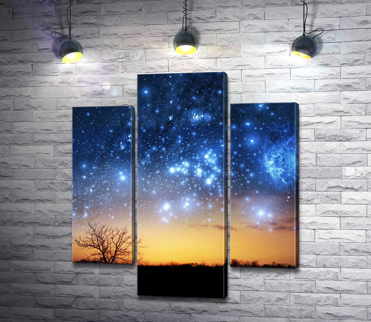 модульна картина Яскраві зорі сяють на вечірньому небі (Модуль №10)