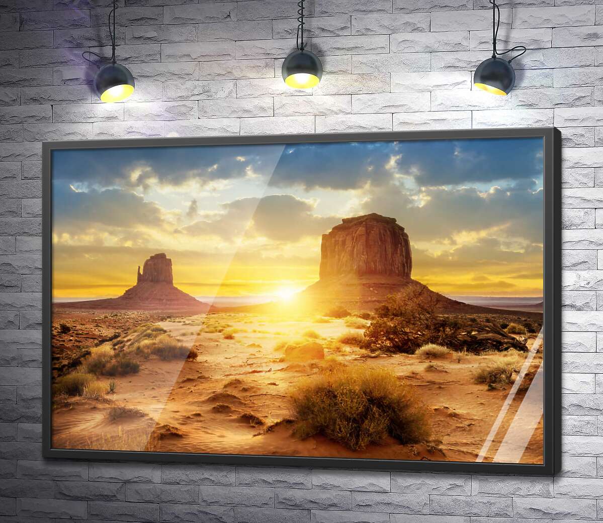 постер Скалы возвышаются над песчаной пустыней Аризоны