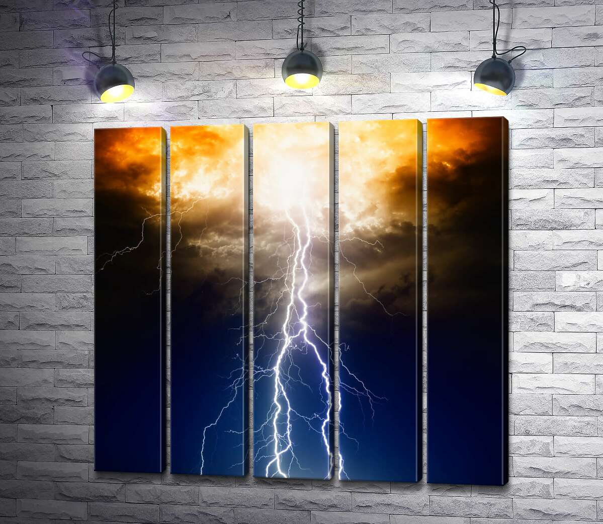 модульна картина Промені блискавки вириваються із грозової хмари (Модуль №26)
