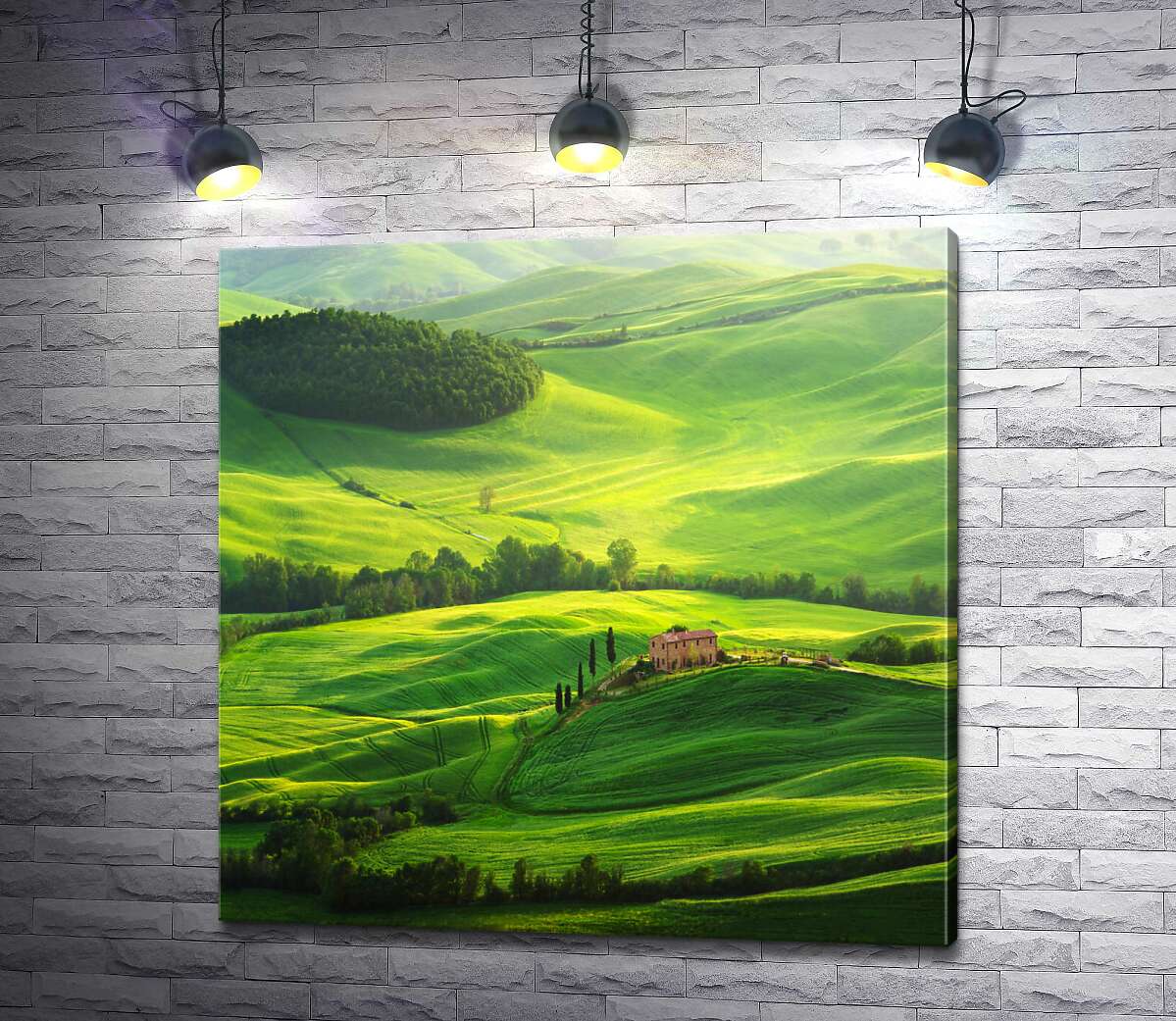 картина Старинная вилла среди зеленых летних холмов