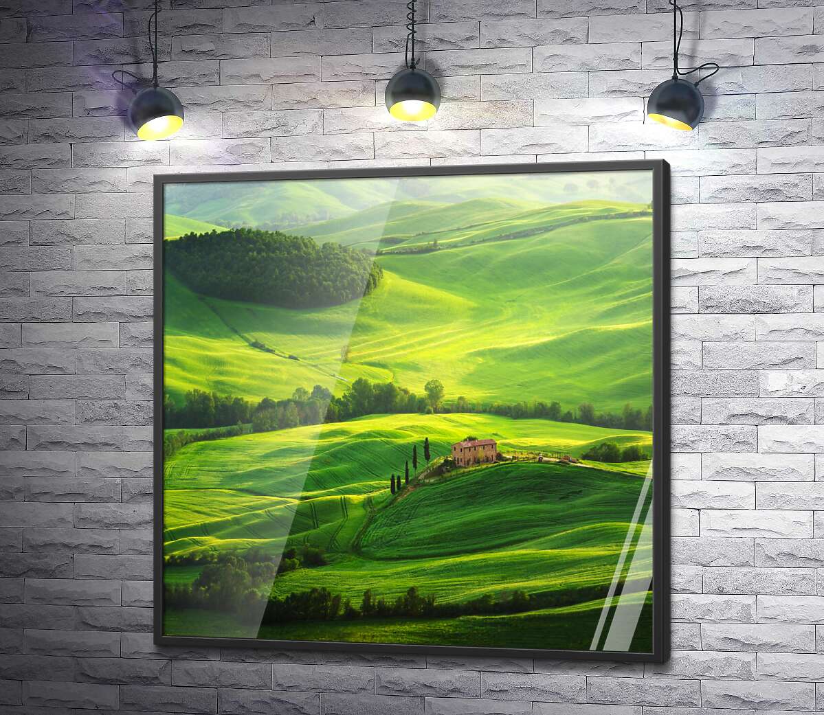 постер Старинная вилла среди зеленых летних холмов