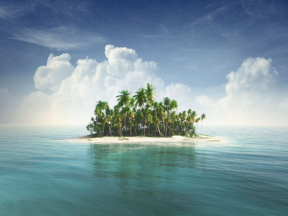 картина-постер Маленький безлюдный остров среди безбрежного океана