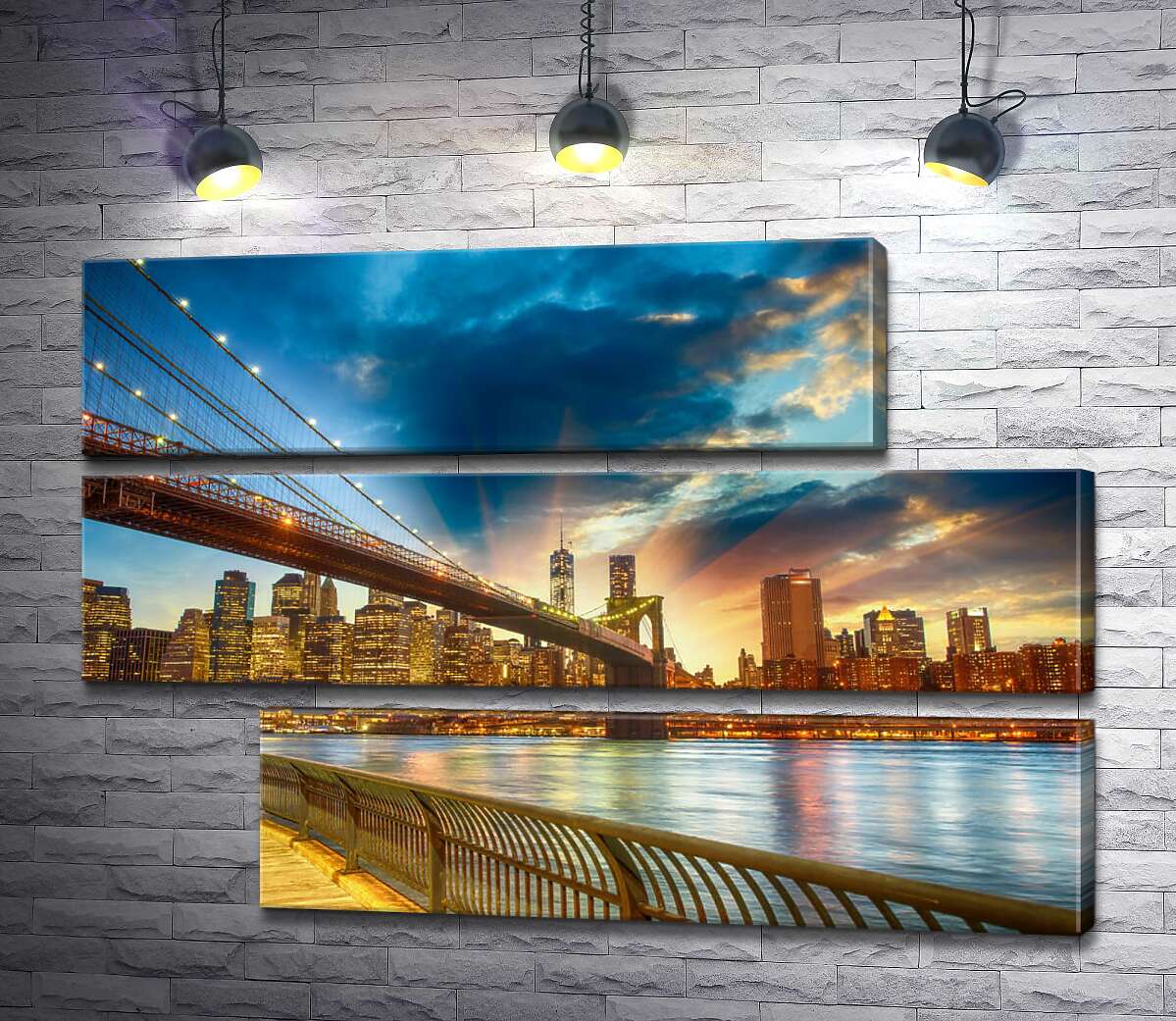 модульна картина Бруклінський міст (Brooklyn Bridge) веде до багатолюдного мегаполісу (Модуль №16)