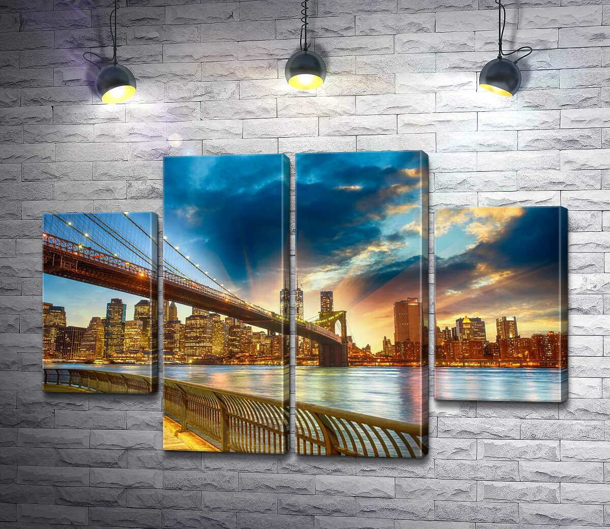 модульна картина Бруклінський міст (Brooklyn Bridge) веде до багатолюдного мегаполісу (Модуль №20)
