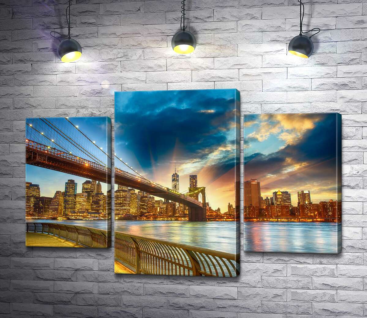 модульна картина Бруклінський міст (Brooklyn Bridge) веде до багатолюдного мегаполісу (Модуль №10)