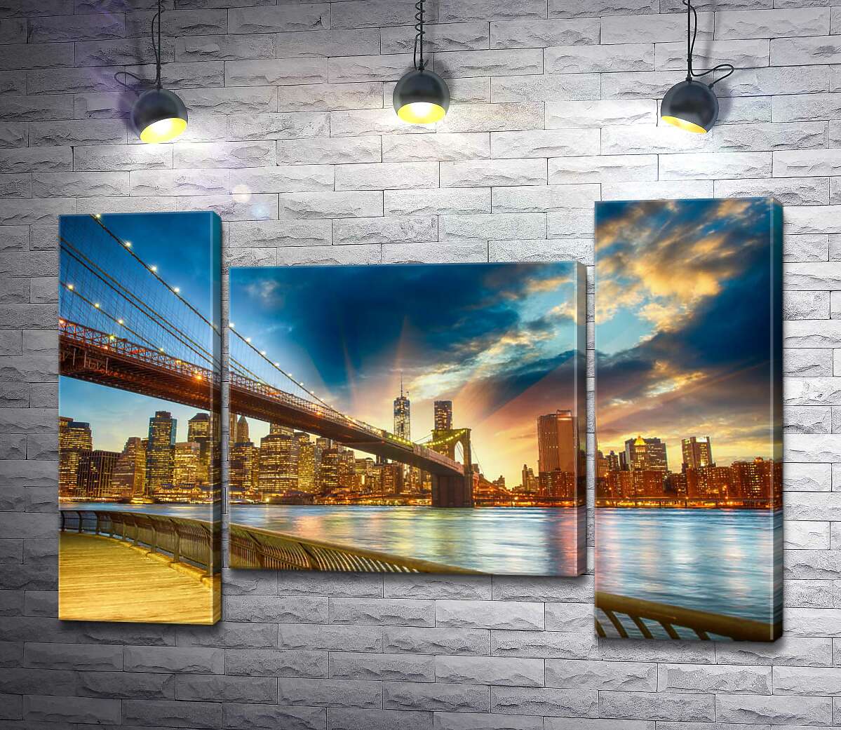 модульна картина Бруклінський міст (Brooklyn Bridge) веде до багатолюдного мегаполісу (Модуль №11)