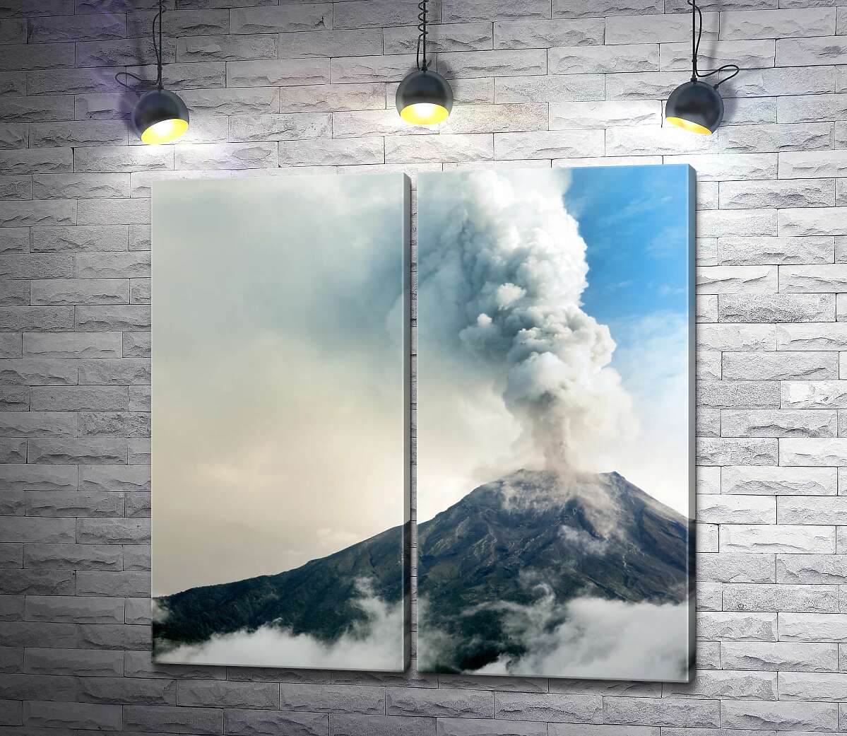 модульна картина Грізний вулкан випускає пари диму