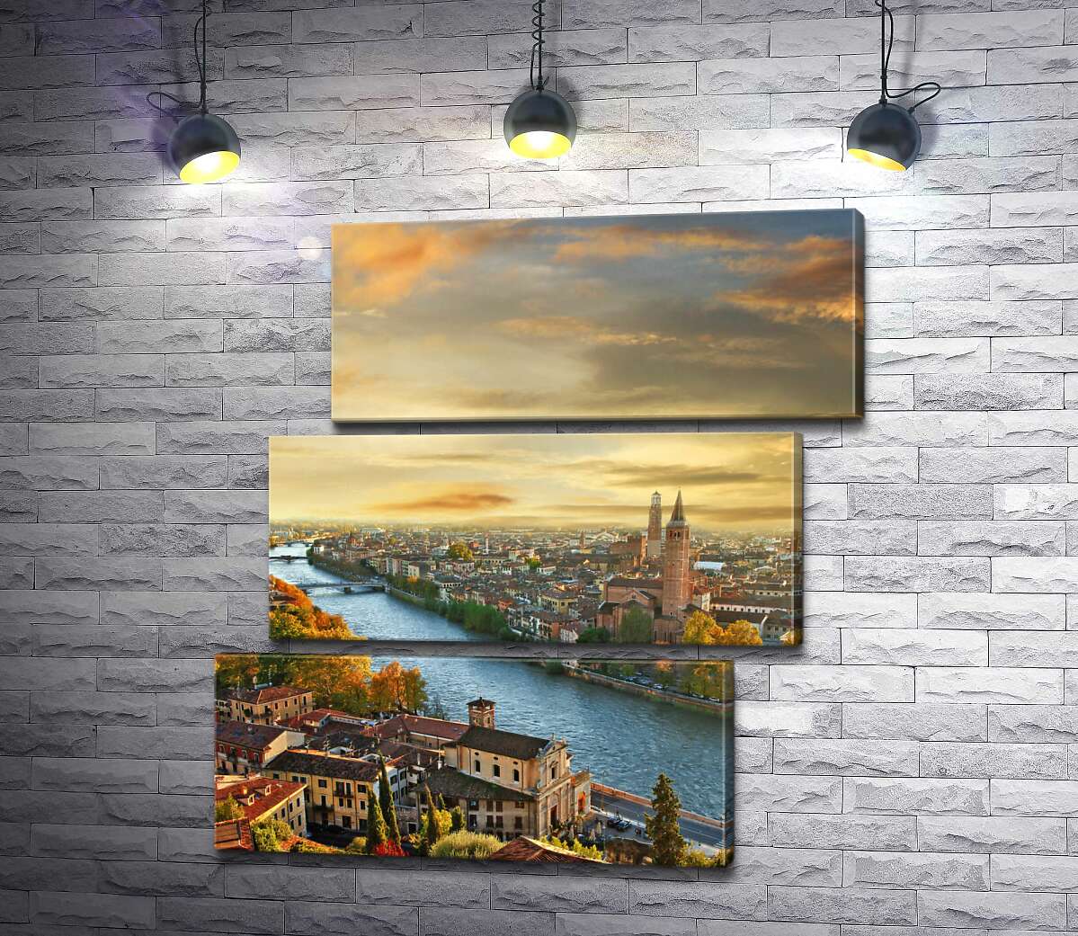 модульна картина Вид на затишну осінню Верону (Модуль №17)
