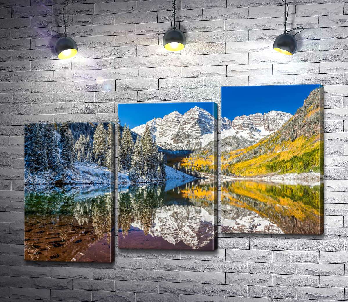 модульная картина Встреча зимы и осени на озере Марун (Maroon Lake) (Модуль №14)