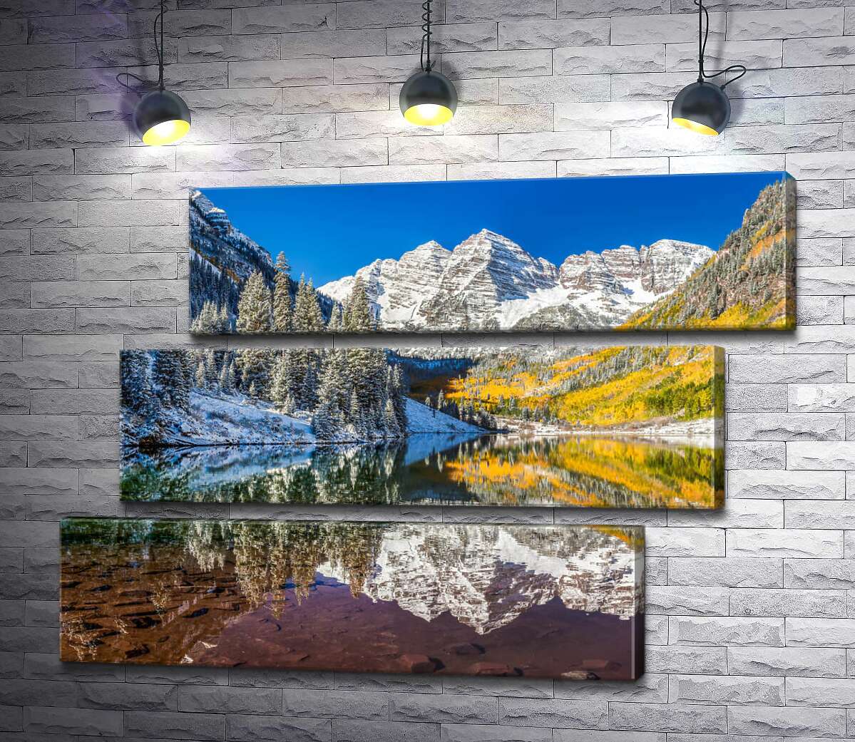 модульна картина Зустріч зими та осені на озері Марун (Maroon Lake) (Модуль №17)