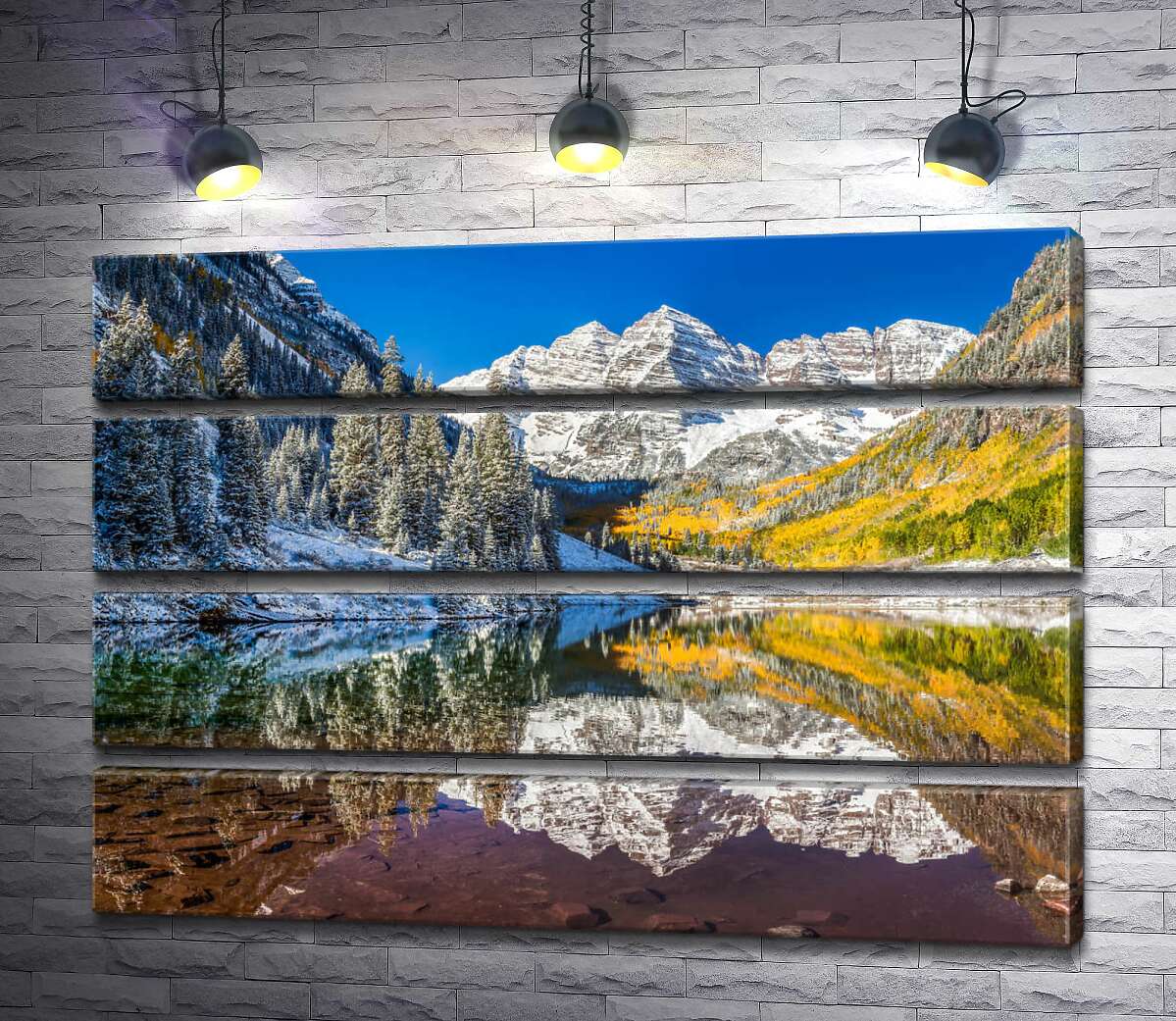 модульная картина Встреча зимы и осени на озере Марун (Maroon Lake) (Модуль №22)