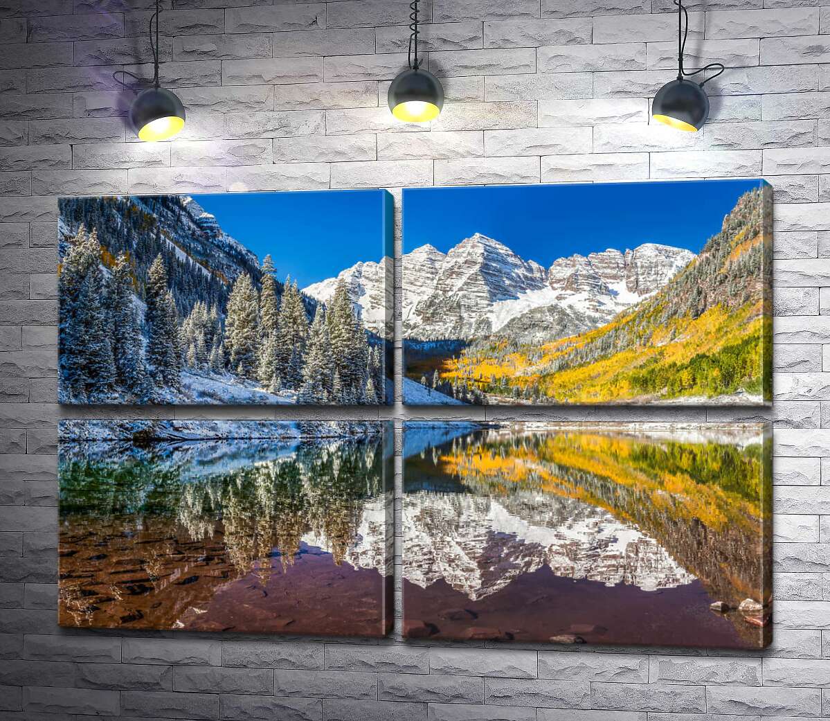 модульная картина Встреча зимы и осени на озере Марун (Maroon Lake) (Модуль №25)