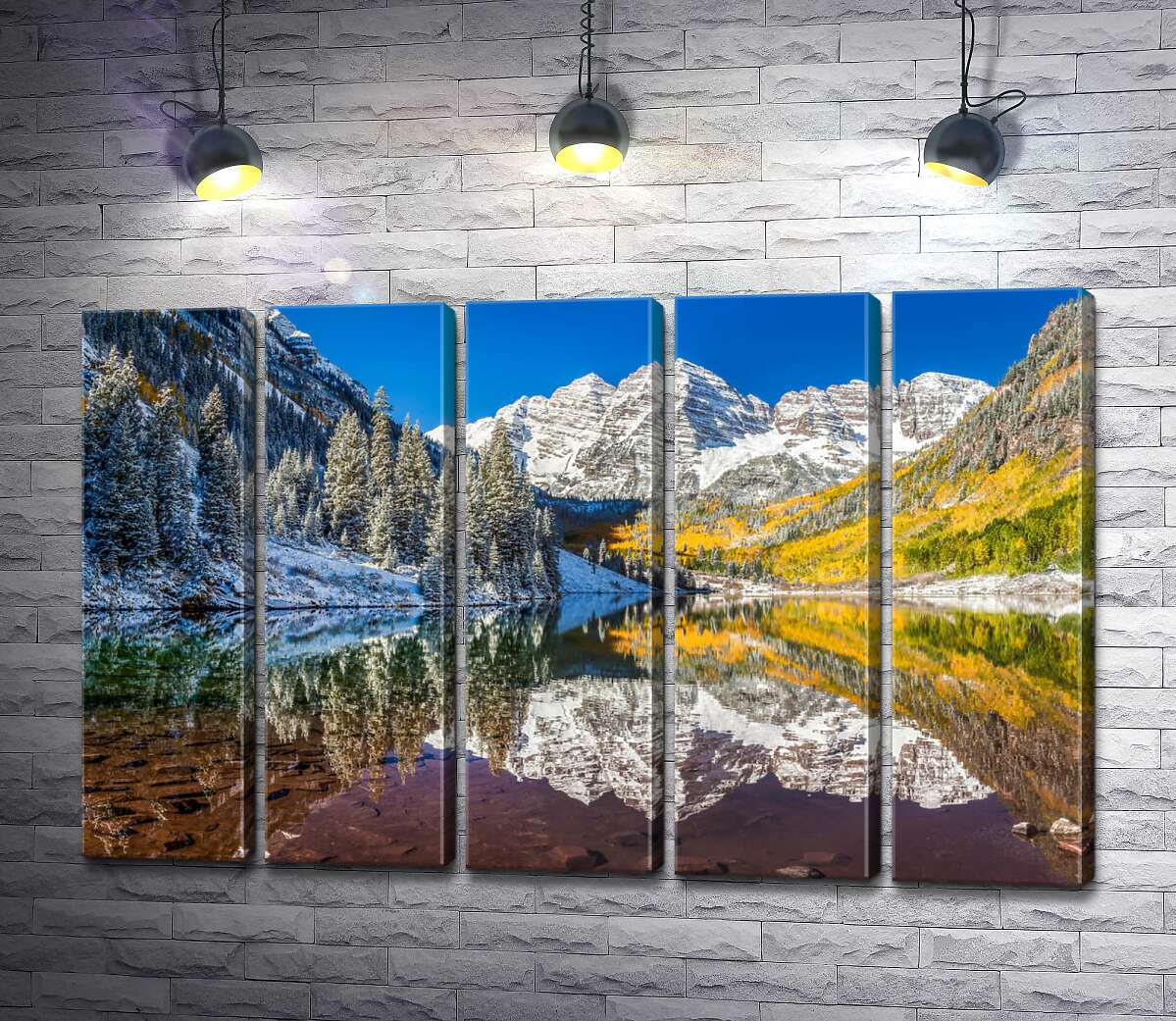 модульная картина Встреча зимы и осени на озере Марун (Maroon Lake) (Модуль №26)