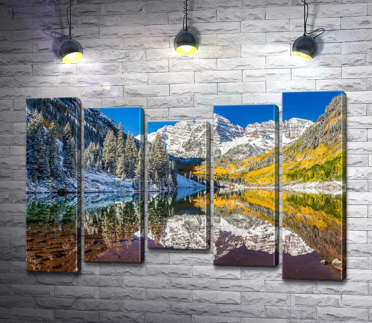 модульна картина Зустріч зими та осені на озері Марун (Maroon Lake) (Модуль №27)