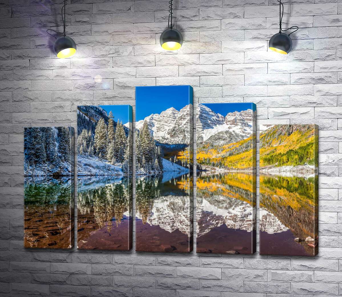 модульна картина Зустріч зими та осені на озері Марун (Maroon Lake) (Модуль №29)