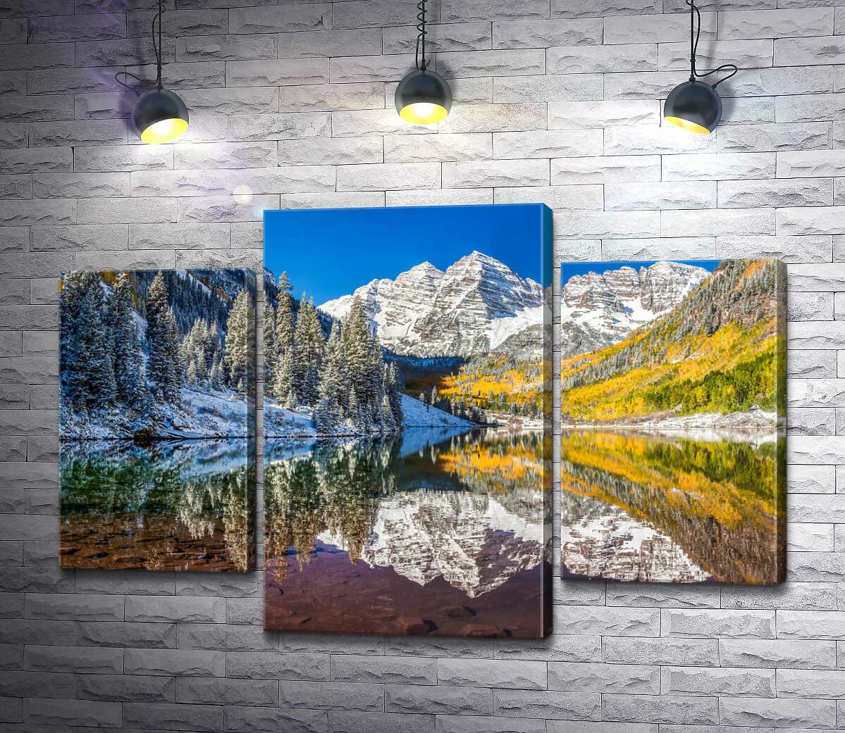 модульна картина Зустріч зими та осені на озері Марун (Maroon Lake) (Модуль №10)