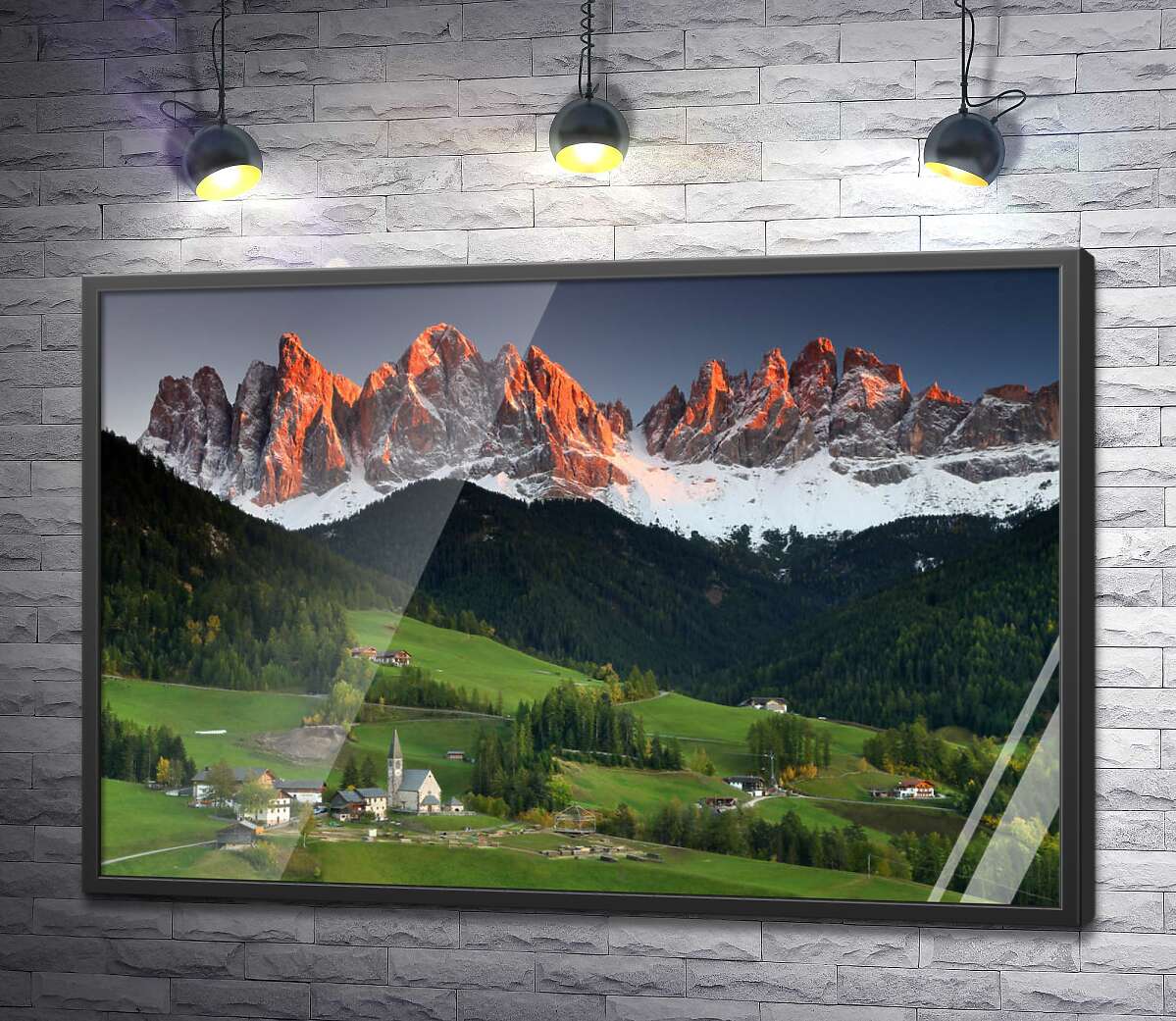 постер Альпийская деревня окружена высокими горами