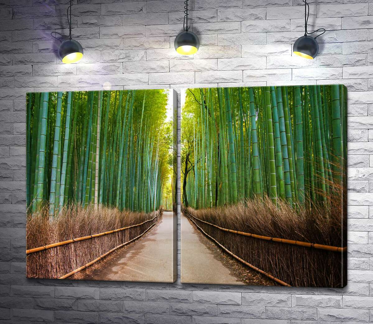 модульна картина Рівна доріжка тягнеться крізь бамбуковий ліс