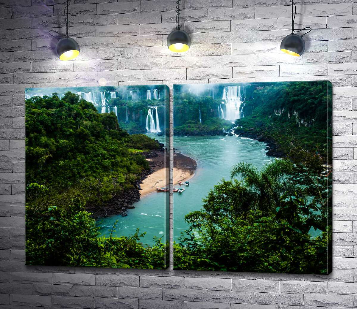 модульная картина Водопады Игуасу среди зелени джунглей