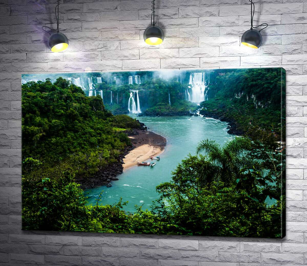 картина Водоспади Іґуасу серед зелені джунглів