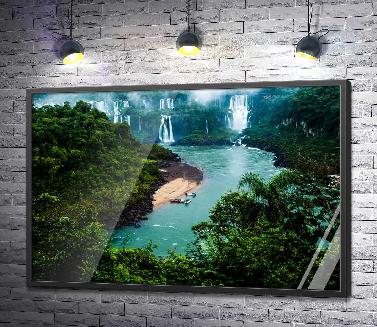 постер Водопады Игуасу среди зелени джунглей