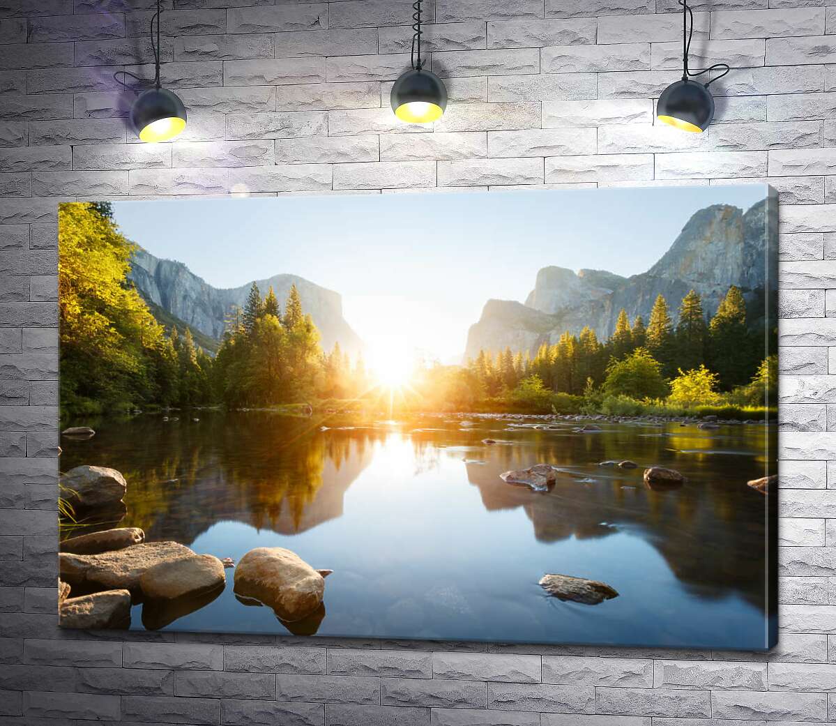 картина Схід сонця на березі гірського озера