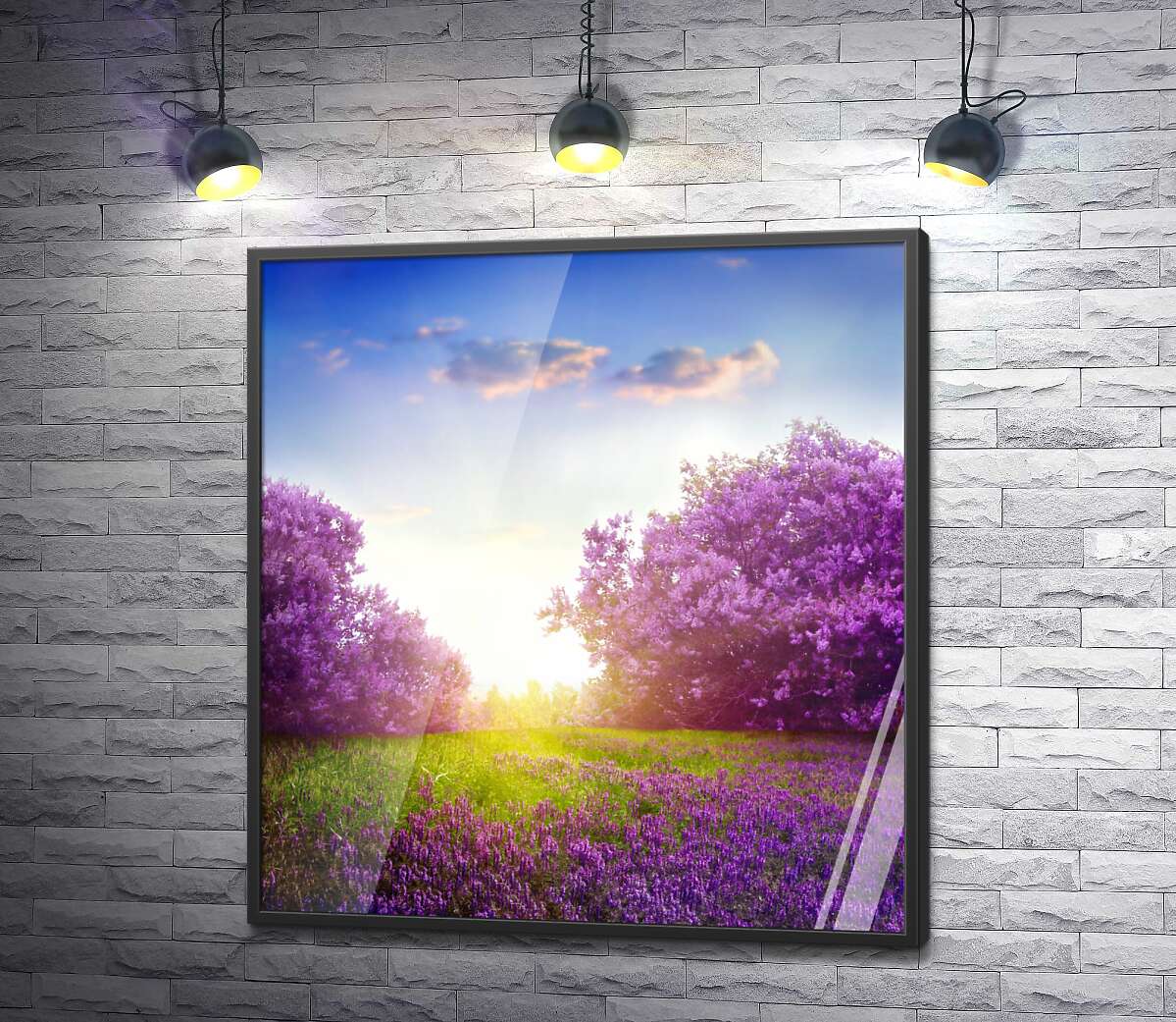 постер Весна буяет фиолетовыми цветами на поляне