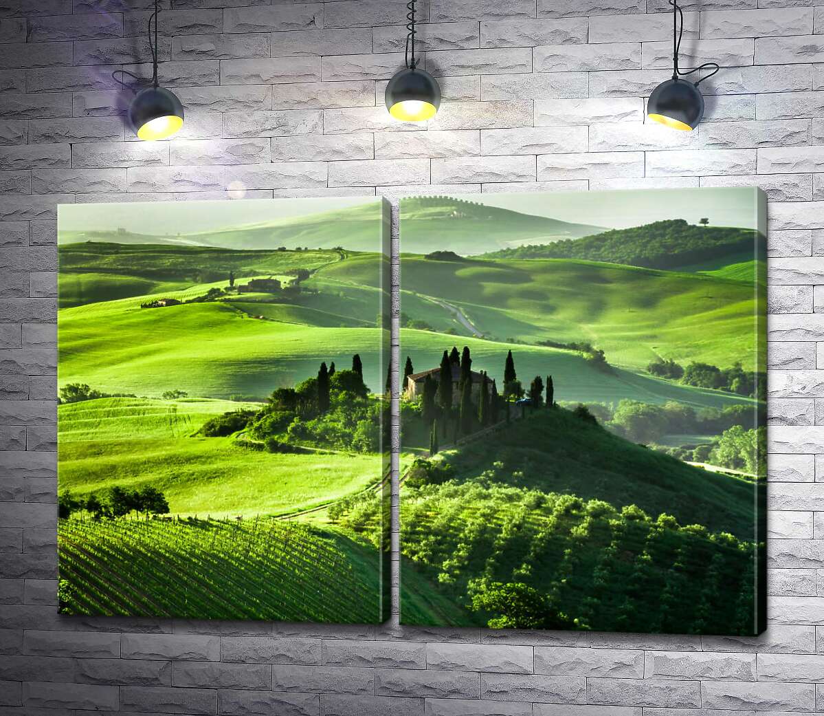 модульная картина Зеленые виноградники окружили старую тосканскую виллу
