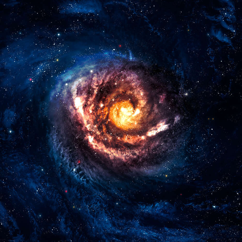 картина-постер Желтое сияние спиральной галактики