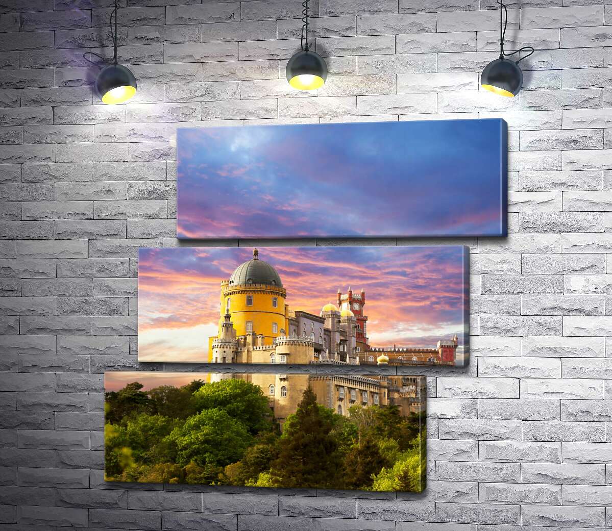 модульна картина Романтичний палац Пена (Palacio Nacional da Pena) в оточенні дерев (Модуль №17)