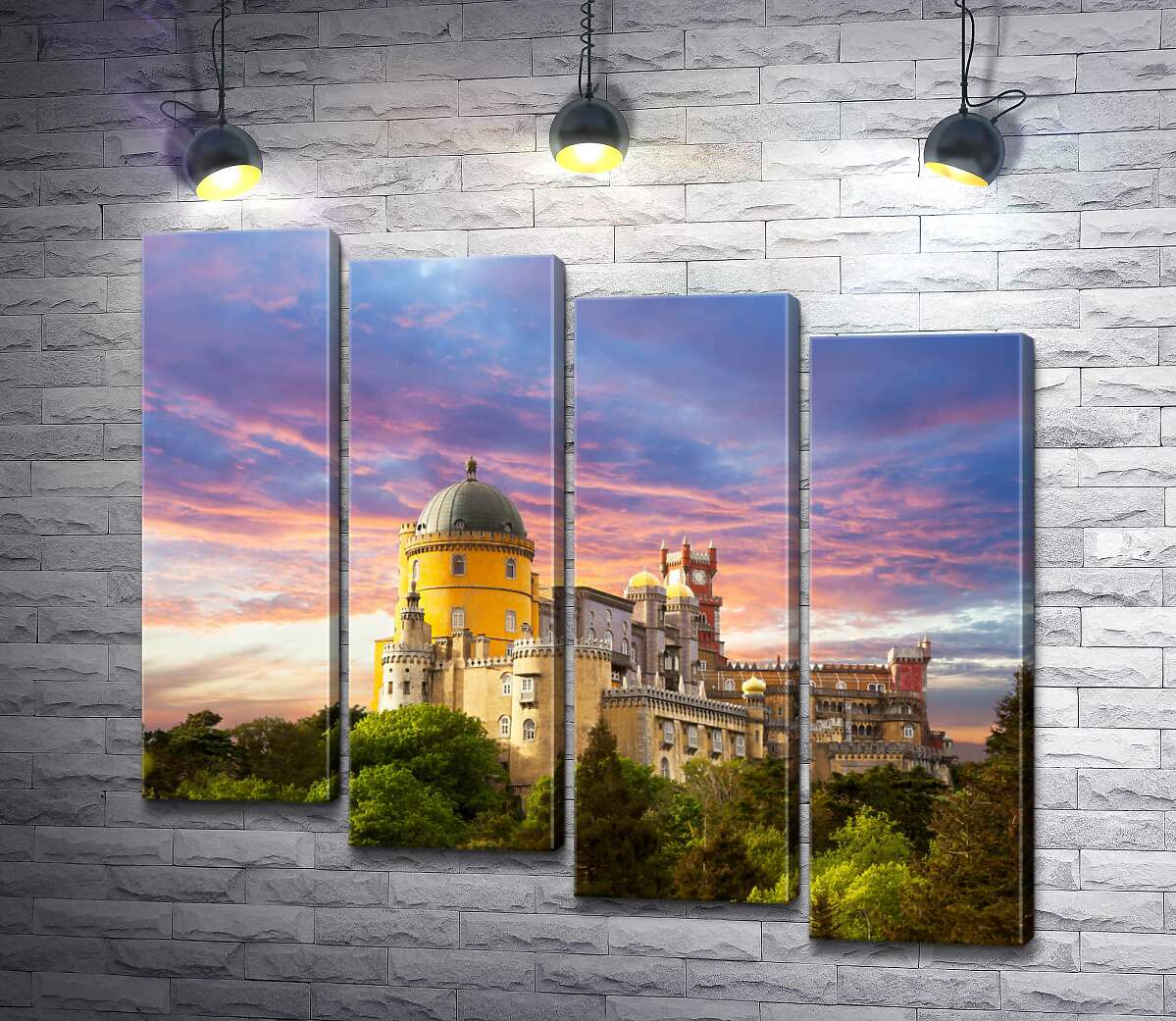 модульная картина Романтический дворец Пена (Palacio Nacional da Pena) в окружении деревьев (Модуль №19)