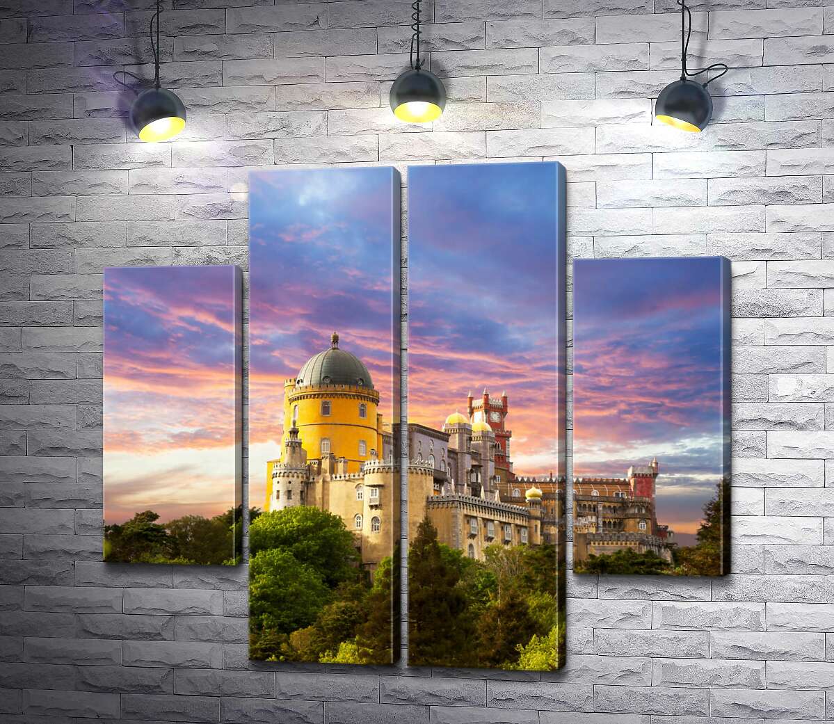 модульная картина Романтический дворец Пена (Palacio Nacional da Pena) в окружении деревьев (Модуль №20)