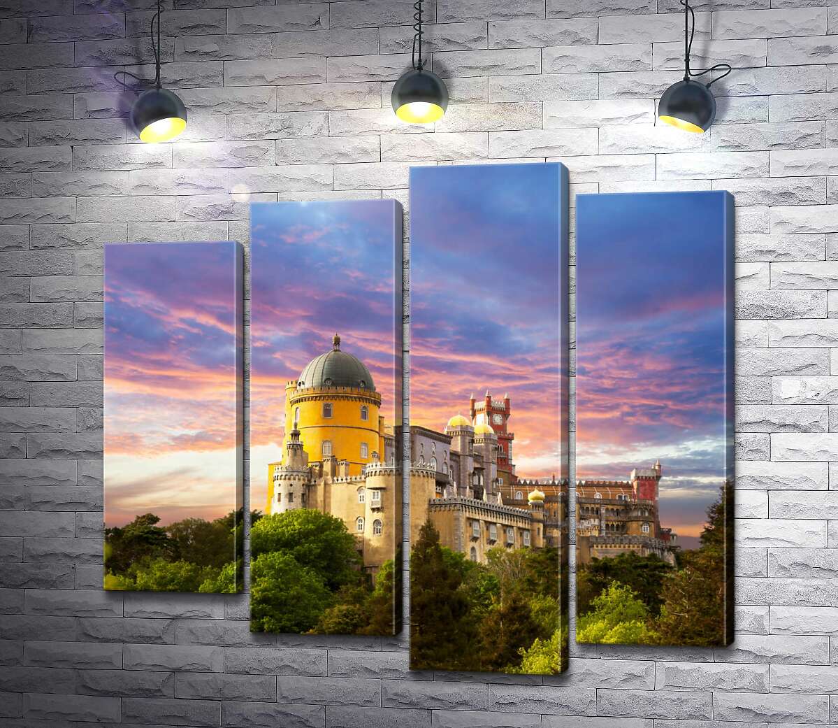 модульна картина Романтичний палац Пена (Palacio Nacional da Pena) в оточенні дерев (Модуль №3)