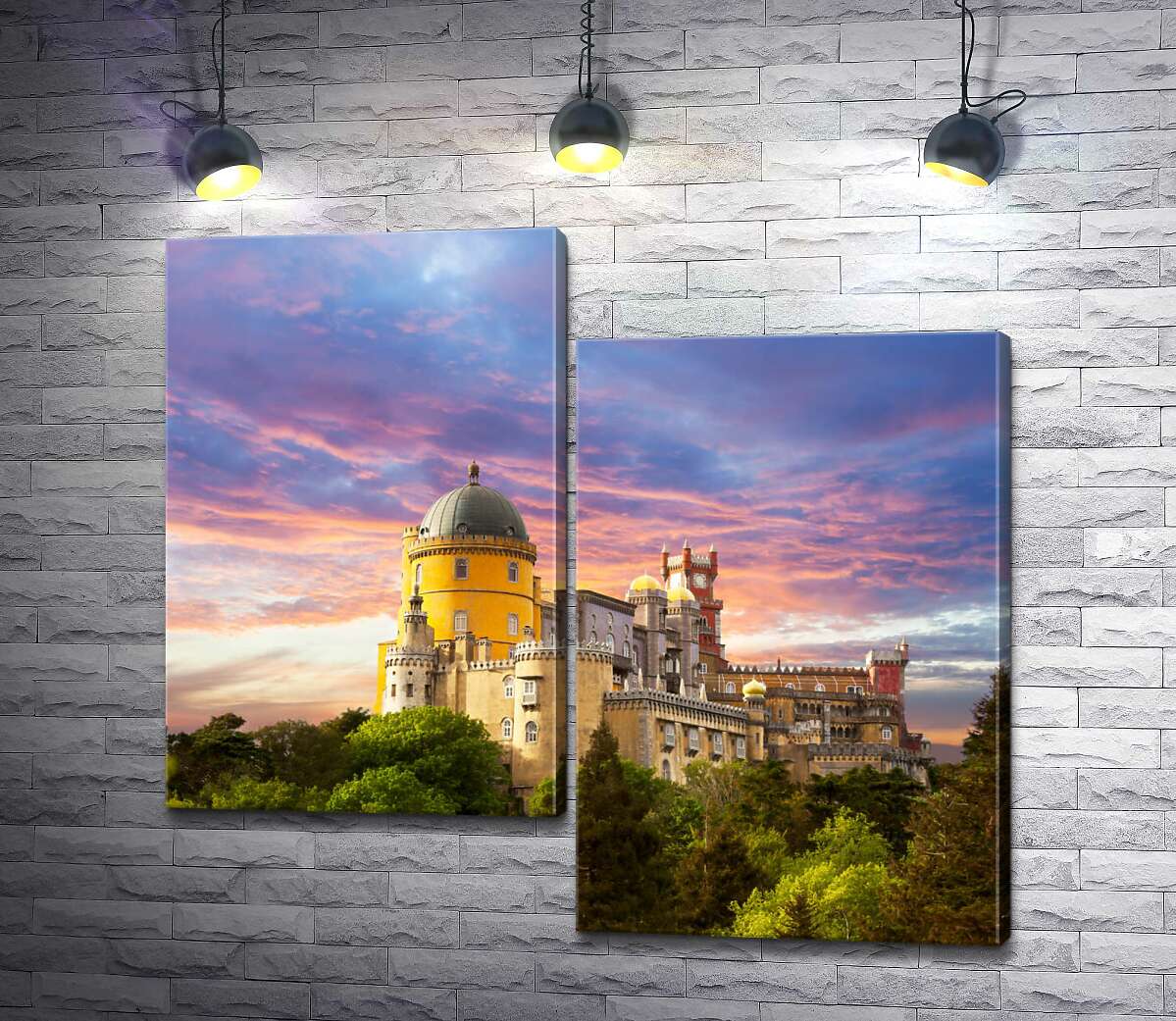 модульна картина Романтичний палац Пена (Palacio Nacional da Pena) в оточенні дерев (Модуль №9)