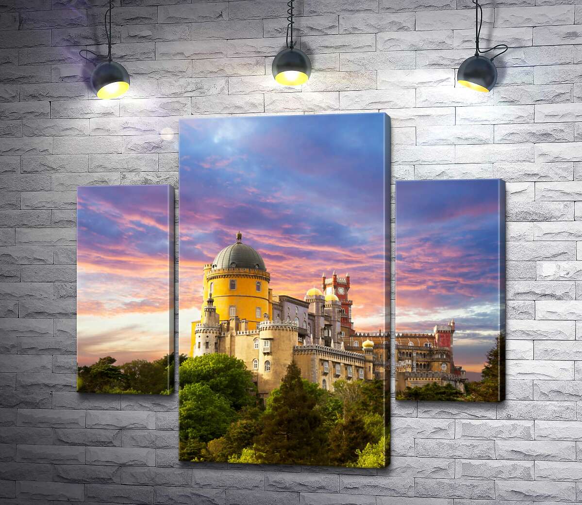 модульна картина Романтичний палац Пена (Palacio Nacional da Pena) в оточенні дерев (Модуль №5)