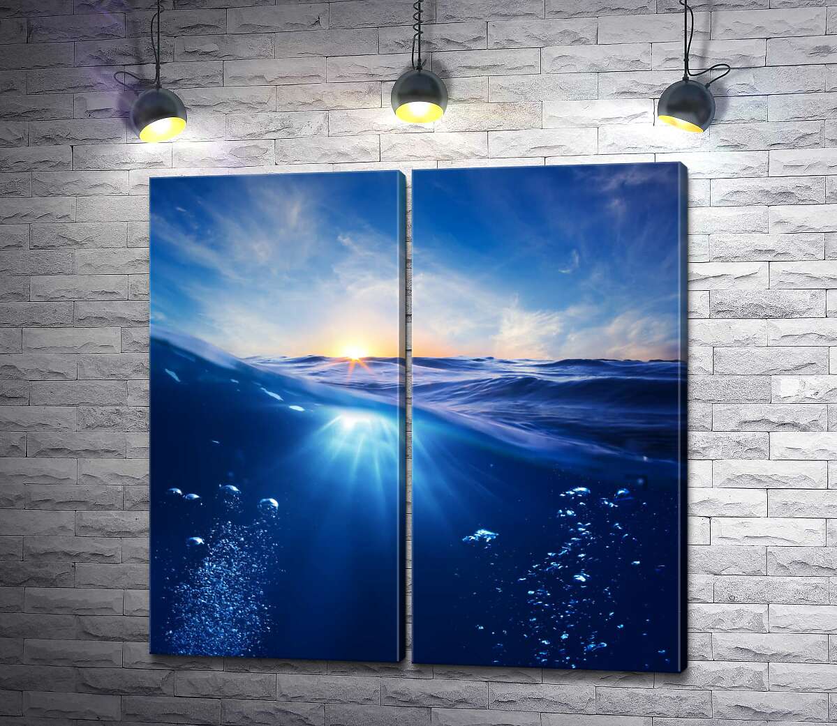 модульна картина Вечірнє сонце тоне у морській воді