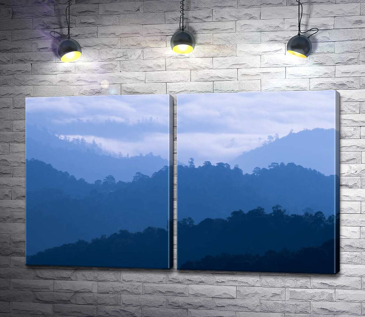модульна картина Туманні силуети лісових пагорбів