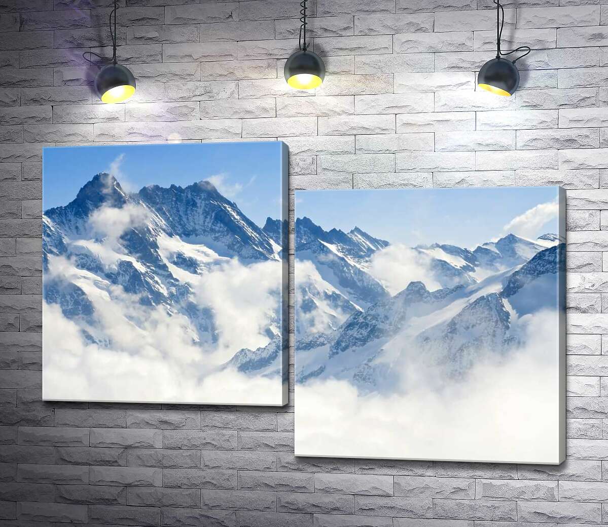 модульная картина Горные склоны прячутся за пушистыми облаками (Модуль №9)