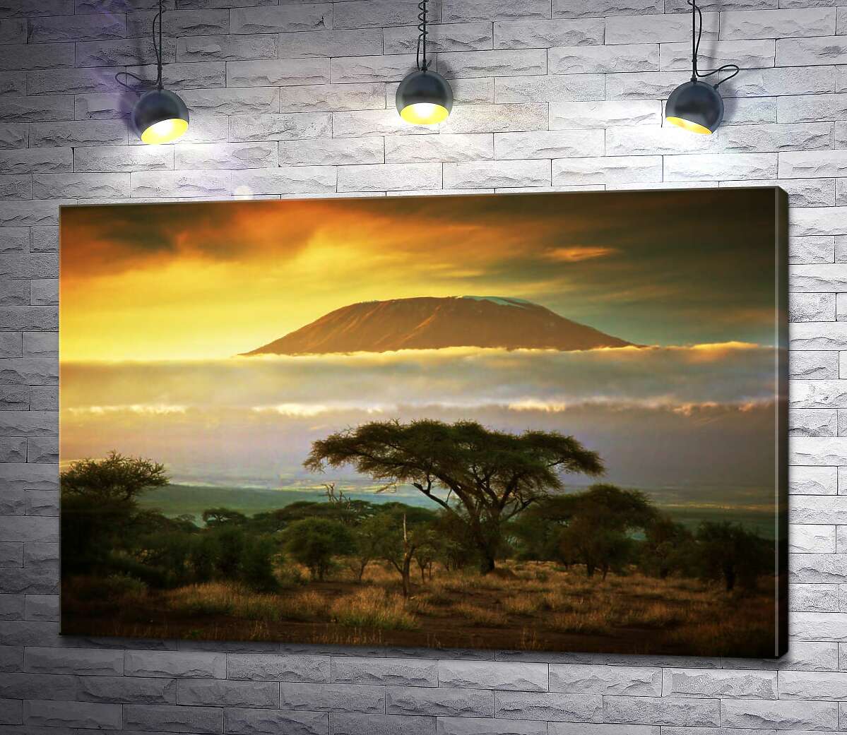картина Вид на гору Килиманджаро (Kilimanjaro) из саванны