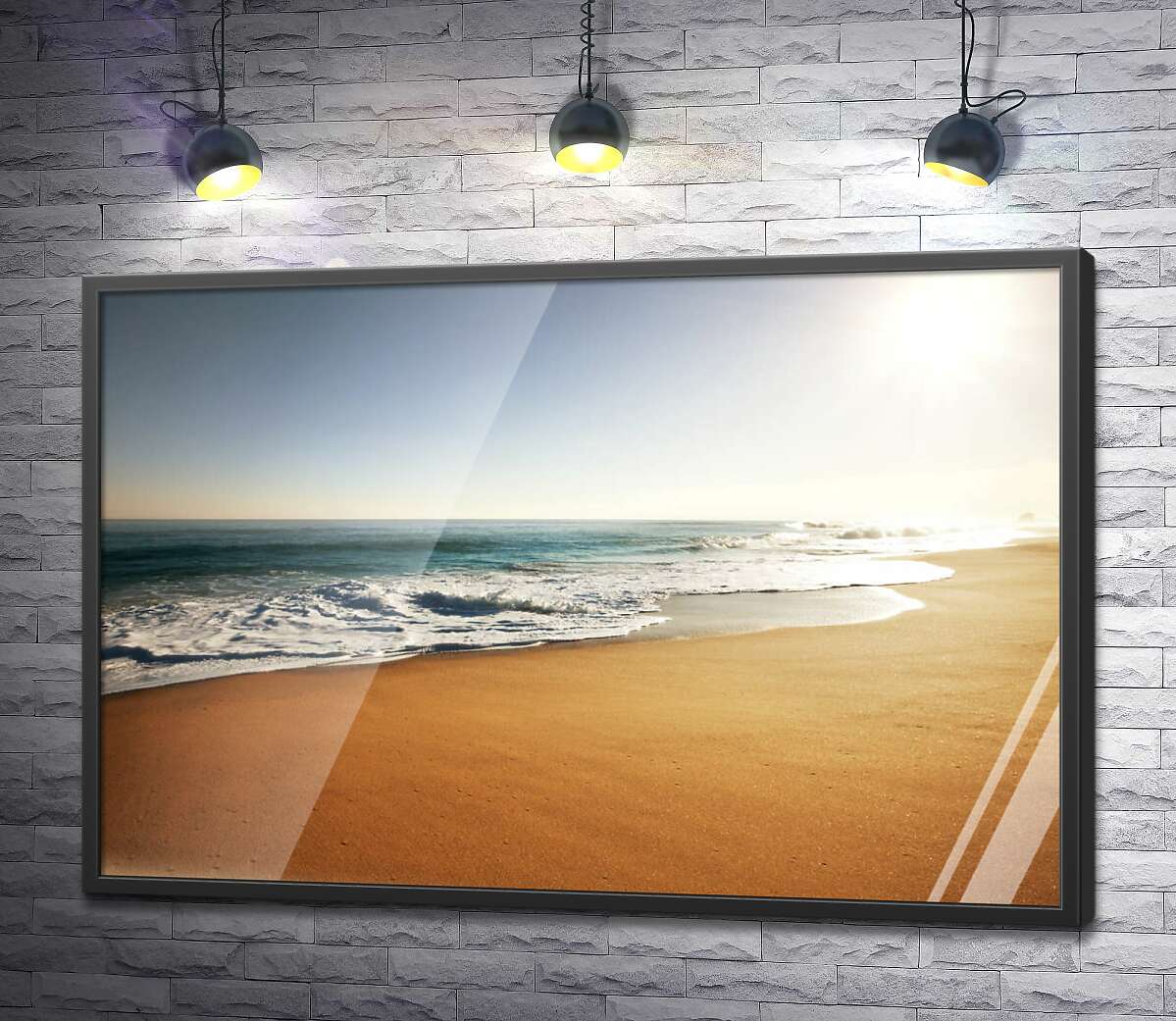 постер Ровная поверхность пляжного песка на берегу океана