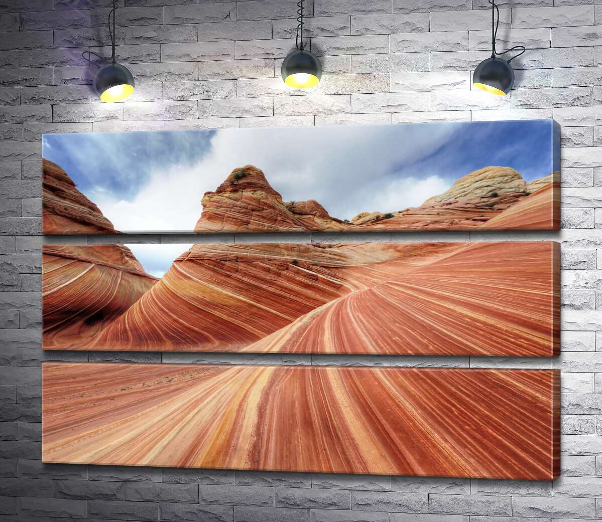 модульная картина Плавные изгибы слоев скал на склоне Койот-Бют (Coyote Buttes) (Модуль №15)