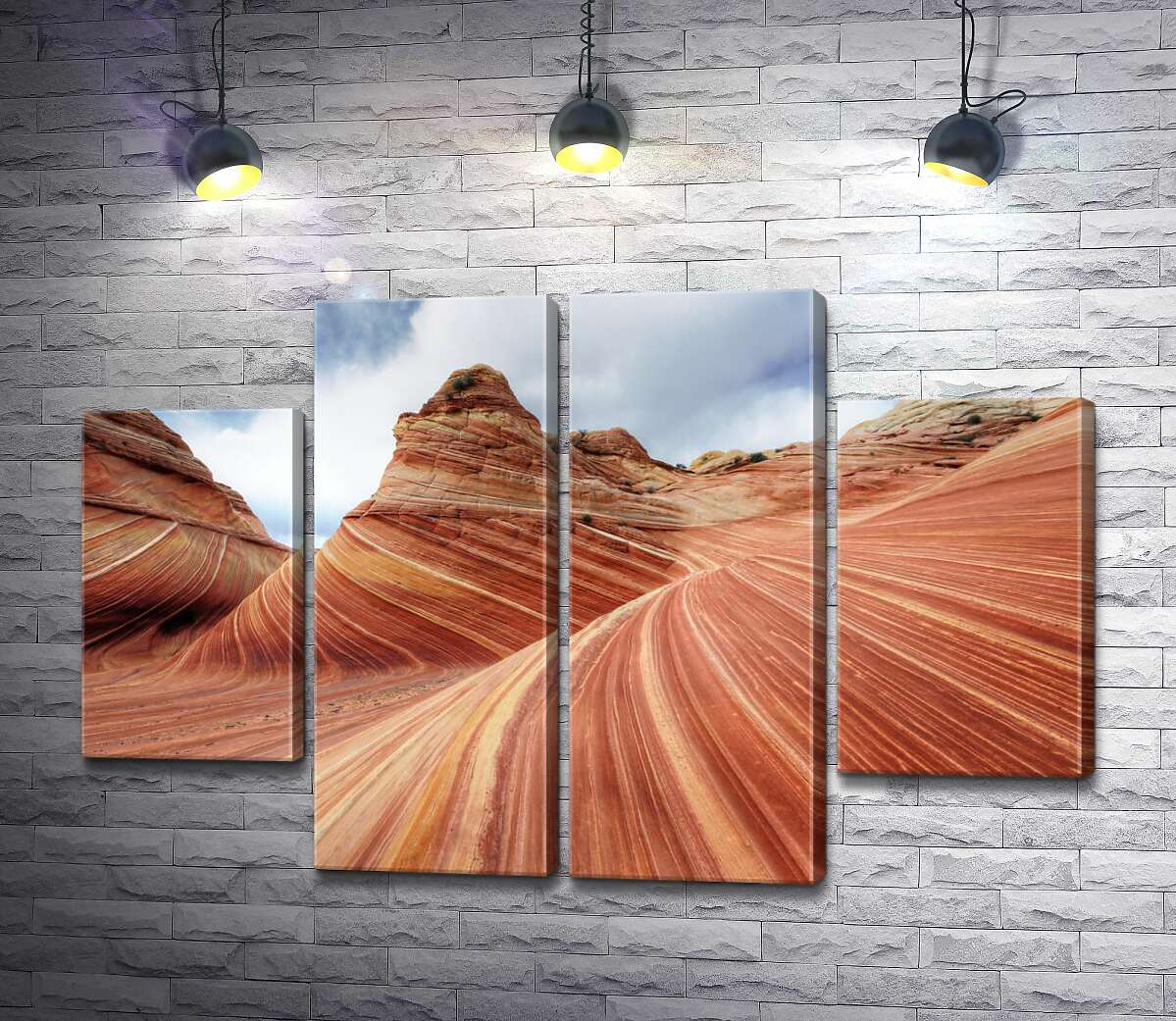 модульная картина Плавные изгибы слоев скал на склоне Койот-Бют (Coyote Buttes) (Модуль №20)
