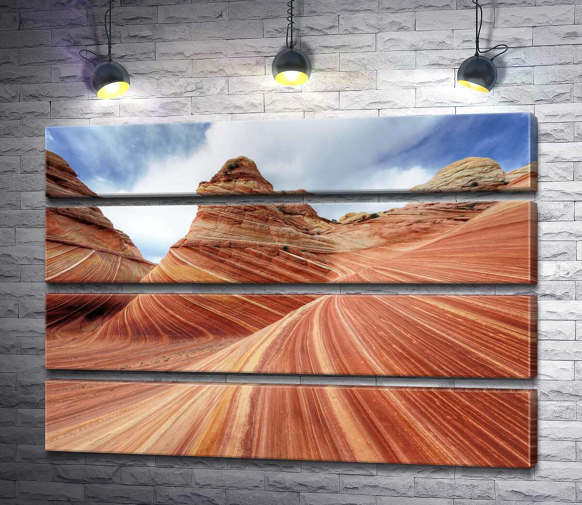 модульная картина Плавные изгибы слоев скал на склоне Койот-Бют (Coyote Buttes) (Модуль №22)
