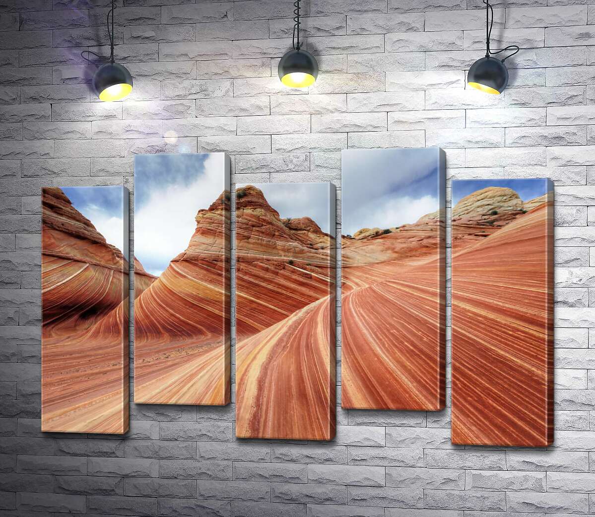 модульная картина Плавные изгибы слоев скал на склоне Койот-Бют (Coyote Buttes) (Модуль №30)