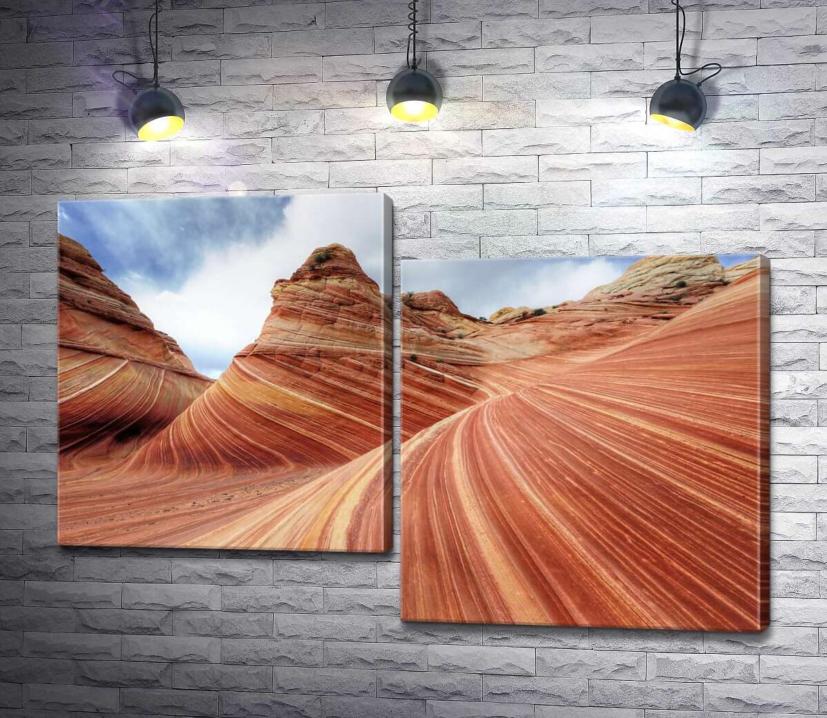 модульна картина Плавні вигини шарів скель на схилі Койот-Бют (Coyote Buttes) (Модуль №9)