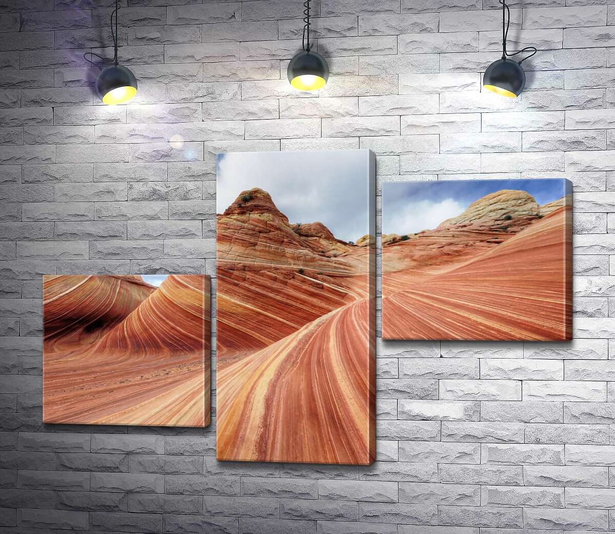 модульная картина Плавные изгибы слоев скал на склоне Койот-Бют (Coyote Buttes) (Модуль №12)