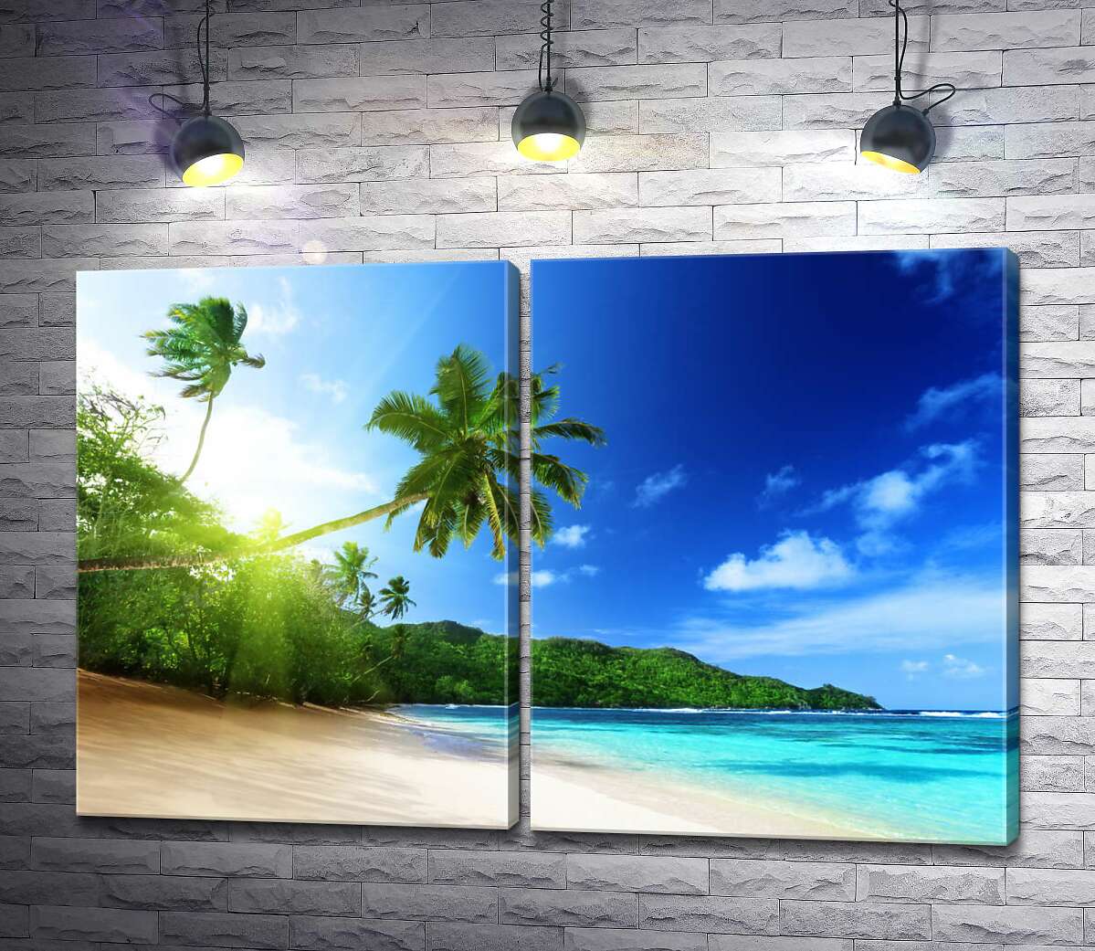модульна картина Тропічні дерева кидають тінь на піщаний пляж