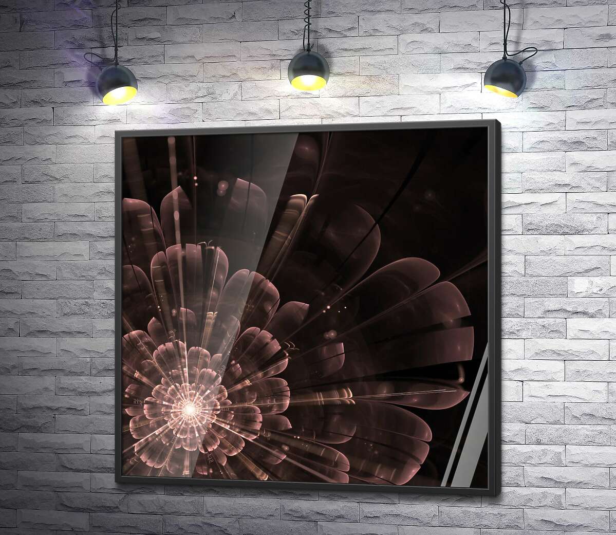 постер Прозрачные стеклянные лепестки цветка в шоколадных оттенках