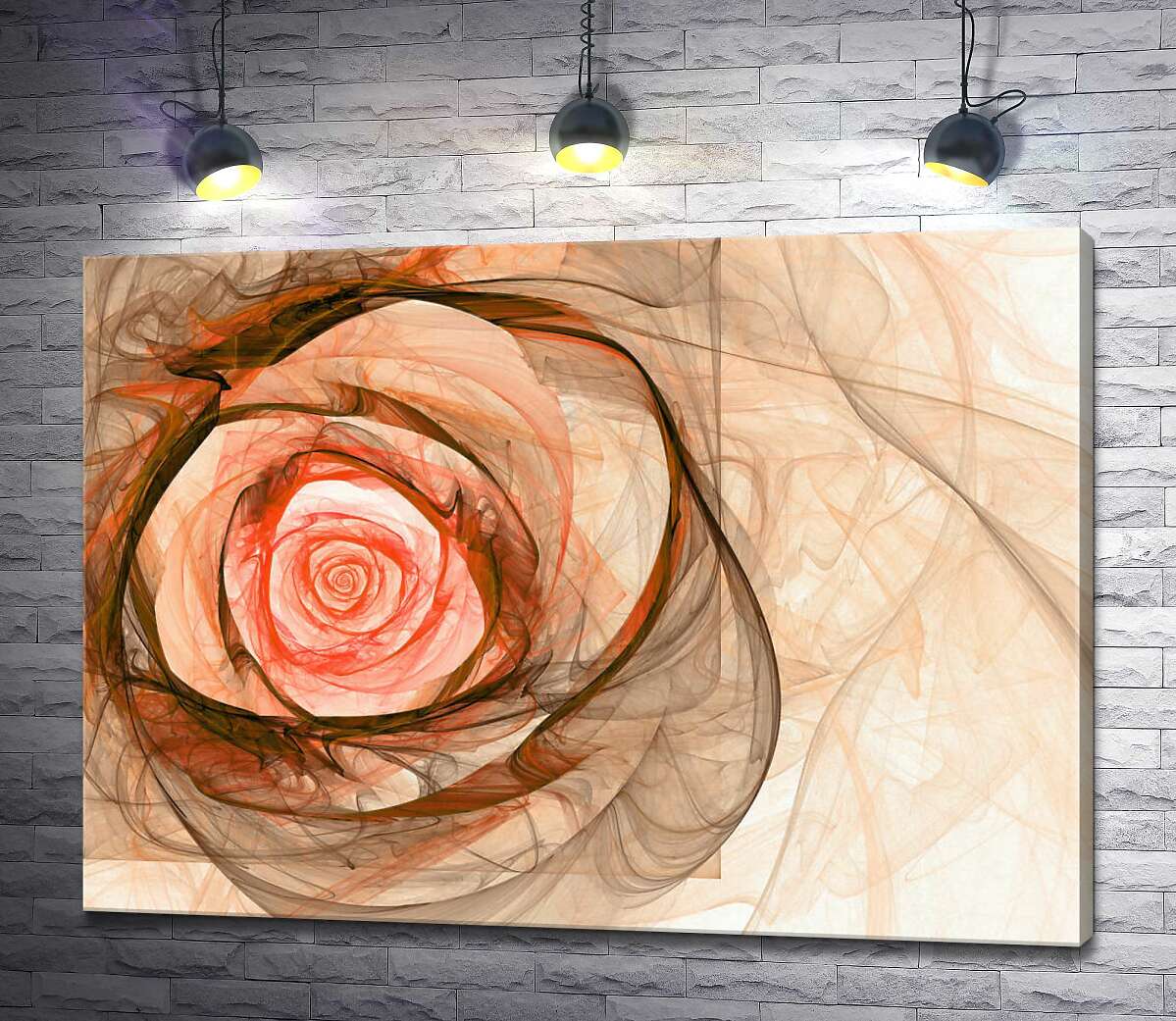 картина Цветок оранжевой розы окутан полупрозрачным дымом