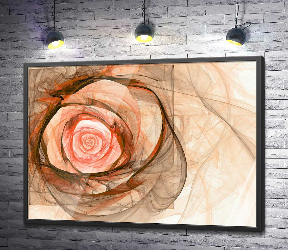 постер Цветок оранжевой розы окутан полупрозрачным дымом